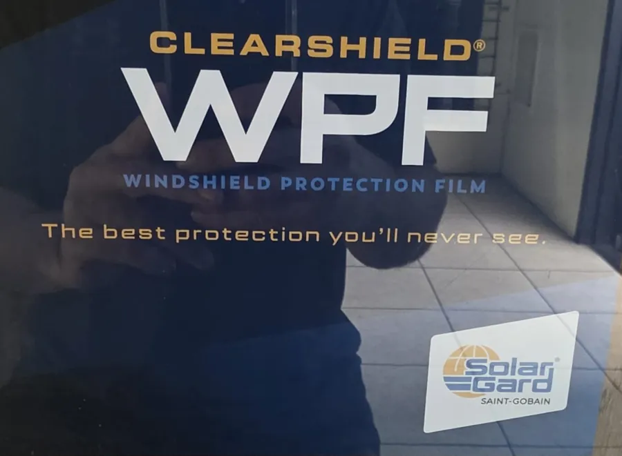 Solar Gard Clearshield WPF windshield protection film display at King Auto Tint, Sacramento