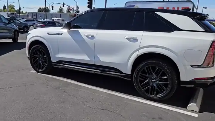 White Cadillac EV window tint