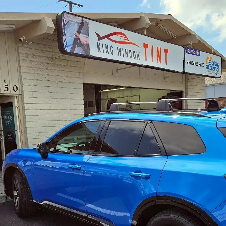Blue Honda Prologue with freshly tinted windows, photographed after its tint job at King Window Tint in Sacramento