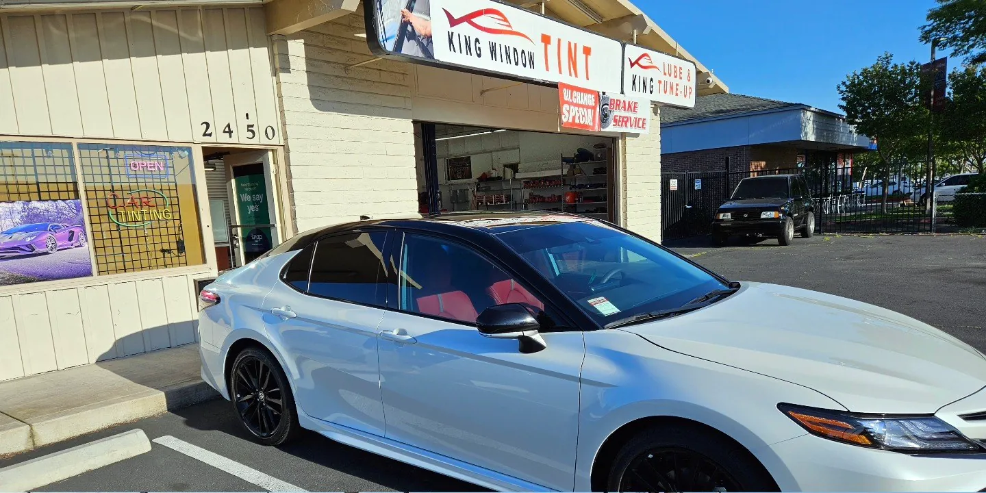 Technician inspecting a small chip on a car windshield before repair